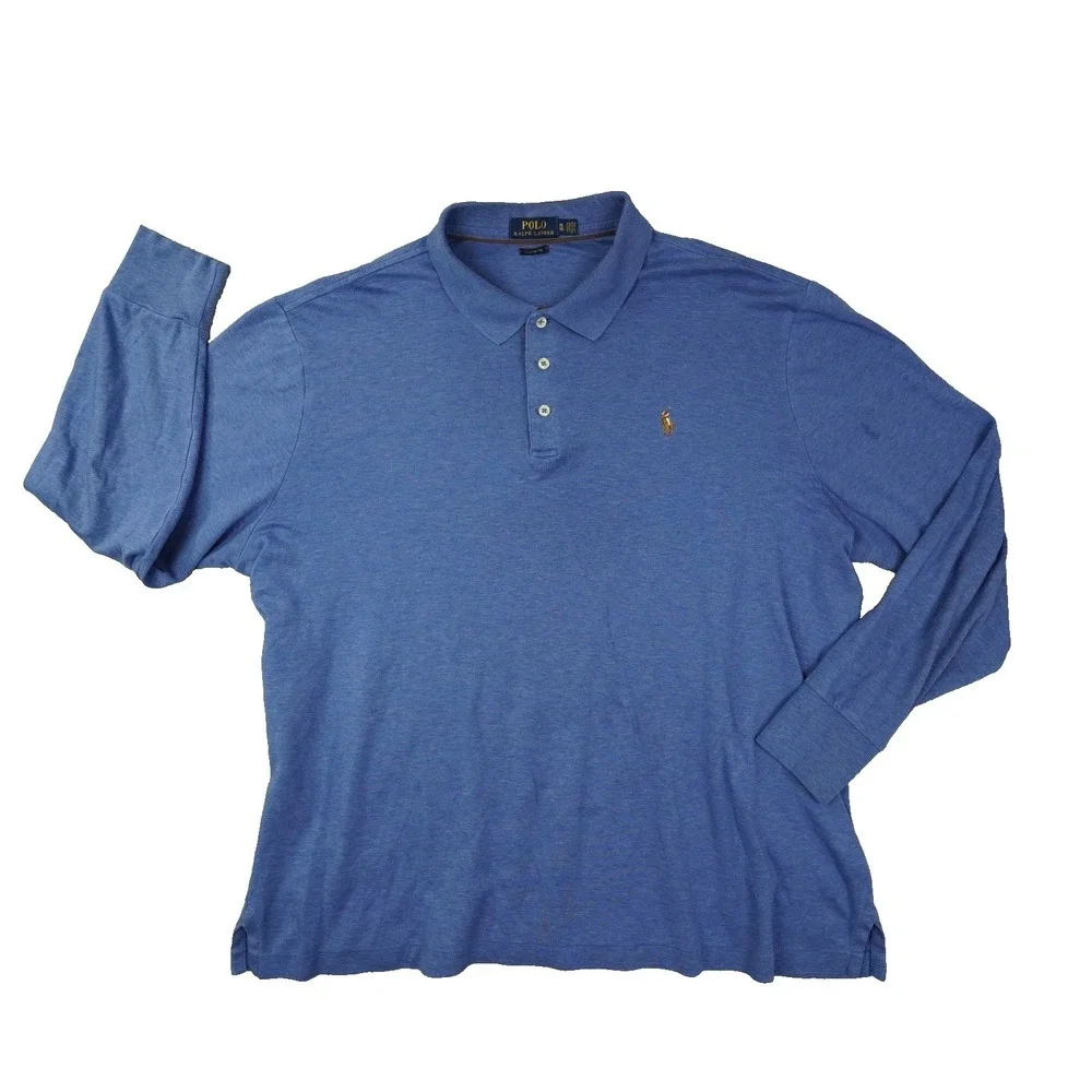 Polo Ralph Lauren Classic Fit Polo Shirt Men's XL Blue Long Sleeve Preppy